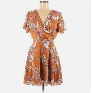 Express Floral Dress in Orange and Pink